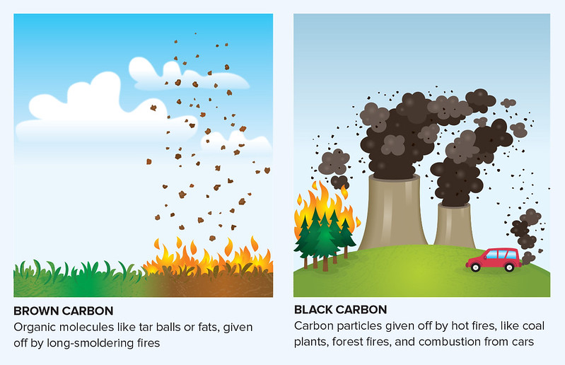 What is the difference between Black Carbon and Brown Carbon ? (BC