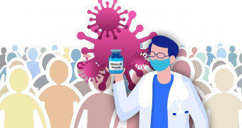 A vector of doctor with vaccine